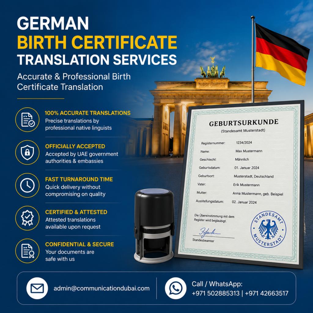 German Birth Certificate Translation Services – Accurate & Professional Birth Certificate Translation