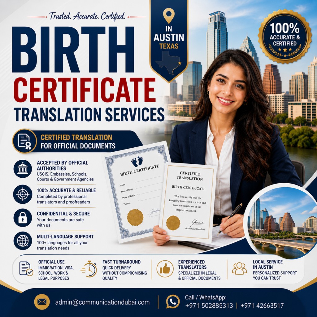 Birth Certificate Translation Services in Austin