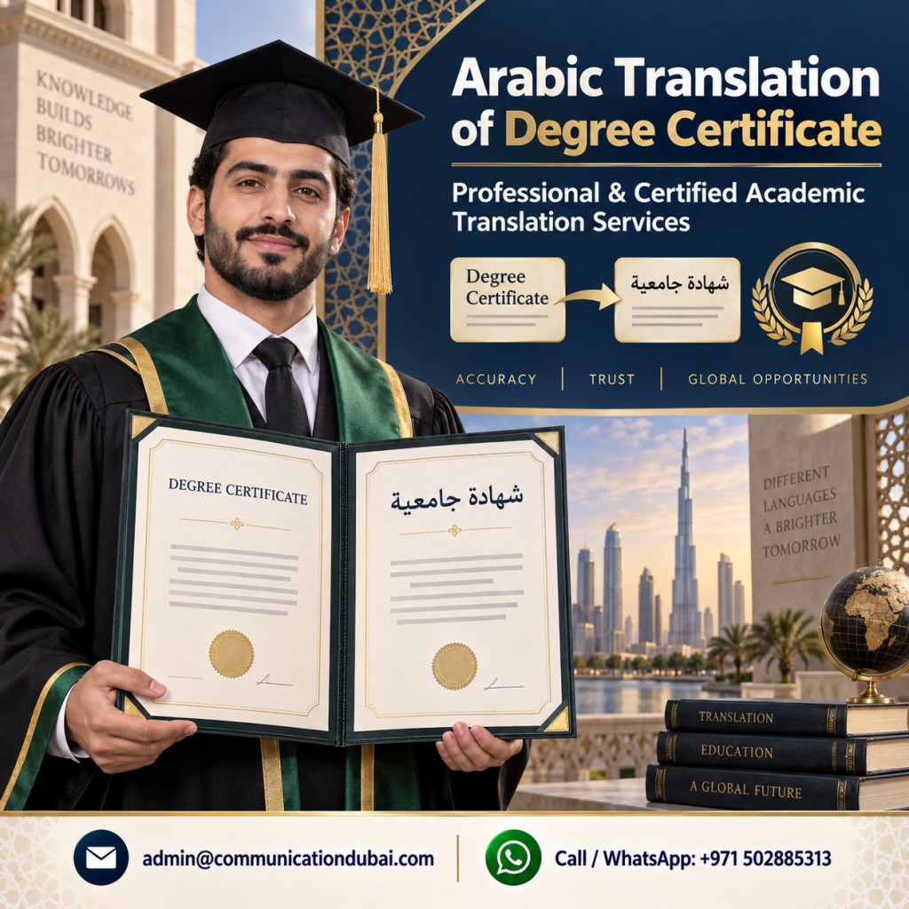 Arabic Translation of Degree Certificate